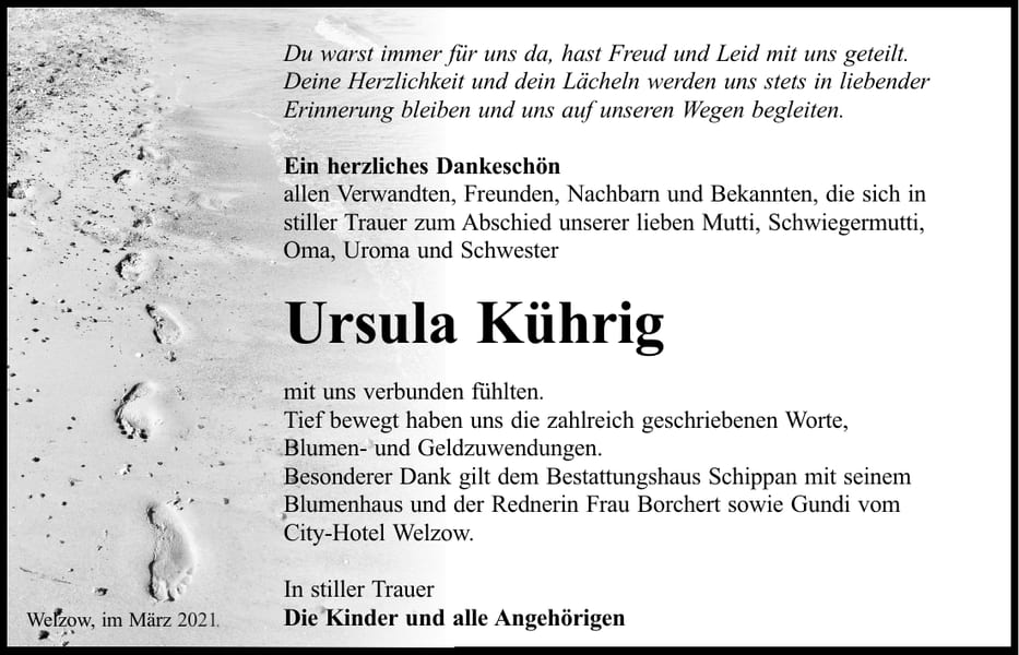 Danksagung Ursula Kührig