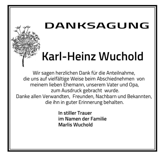 Traueranzeige Karl-Heinz Wuchold