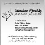 Traueranzeige Matthias Nitschke