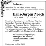 Danksagung Hans-Jürgen Noack