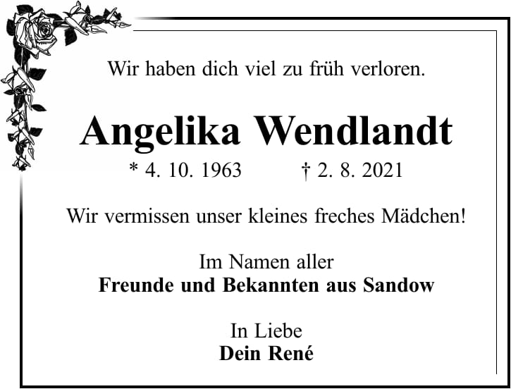 Nachruf Angelika Wendlandt