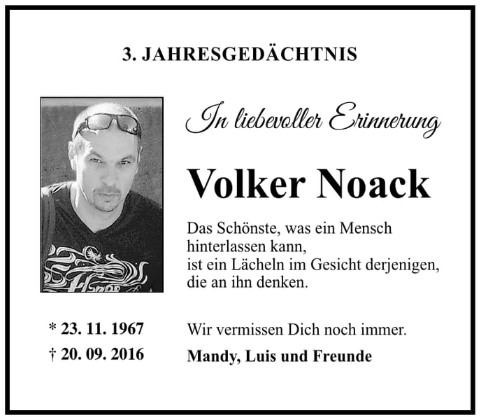 Jahresgedenken Volker Noack