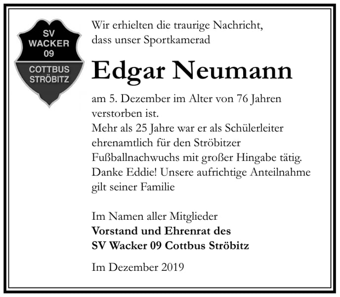 Traueranzeige Edgar Neumann