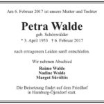Traueranzeige Petra Walde, geb. Schönwälder