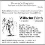 Traueranzeige Wilhelm Birth