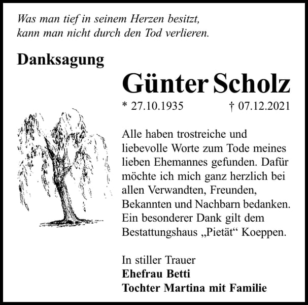 Danksagung Günter Scholz