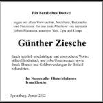 Danksagung Günther Ziesche
