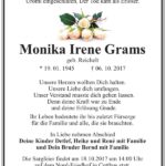 Traueranzeige Monika Irene Grams, geb. Reichelt