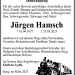 Danksagung Jürgen Hamsch