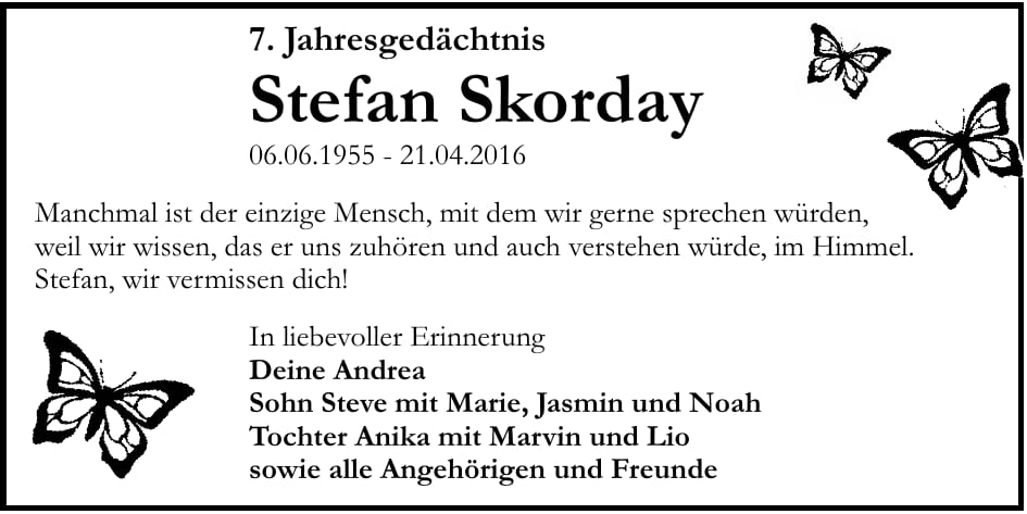 Jahresgedenken Stefan Skorday