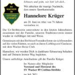 Nachruf Hannelore Krüger