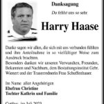 Danksagung Harry Haase