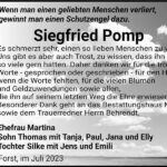 Danksagung Siegfried Pomp