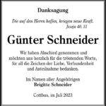 Danksagung Günter Schneider