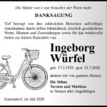 Danksagung Ingeborg Würfel