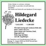 Traueranzeige Hildegard Liedecke
