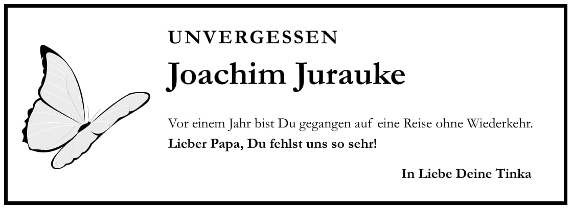 Jahresgedenken Joachim Jurauke
