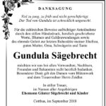 Danksagung Gundula Sägebrecht