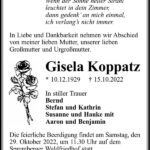 Traueranzeige Gisela Koppatz