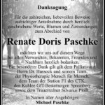 Danksagung Renate Doris Paschke