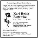 Traueranzeige Karl-Heinz Rogowicz