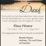 Danksagung Klaus Hörenz