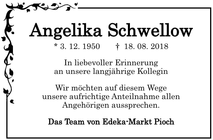 Nachruf Angelika Schwellow