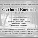 Traueranzeige Gerhard Baensch