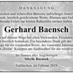 Danksagung Gerhard Baensch