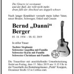 Traueranzeige Bernd „Danni“ Berger