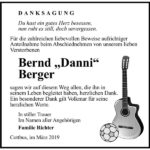 Traueranzeige Bernd „Danni“ Berger