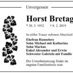 Traueranzeige Horst Bretag