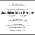 Traueranzeige Joachim Max Breuer