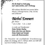 Traueranzeige Bärbel Emmert, geb. Metze