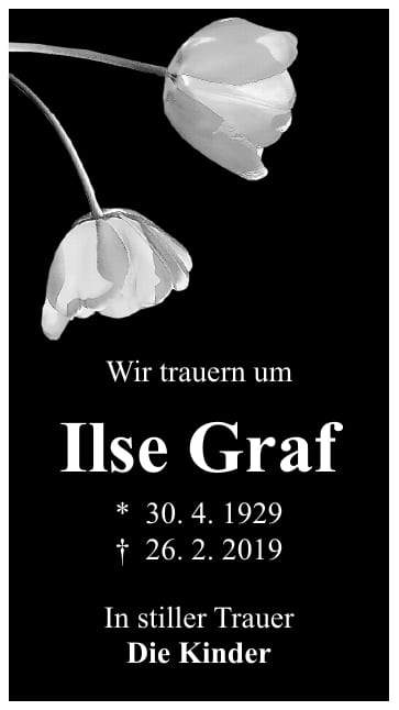 Traueranzeige Ilse Graf