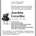 Traueranzeige Joachim Greschke