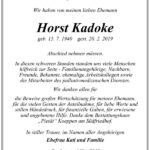 Traueranzeige Horst Kadoke