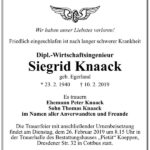 Traueranzeige Siegrid Knaack, geb. Egerland