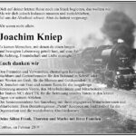 Traueranzeige Joachim Kniep