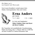 Traueranzeige Erna Anders, geb. Scholz