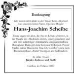 Danksagung Hans-Joachim Scheibe