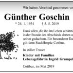 Traueranzeige Günther Goschin