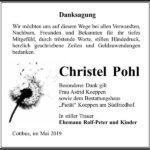 Danksagung Christel Pohl