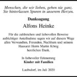 Danksagung Alfons Heinke