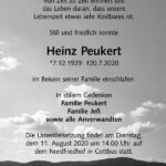 Traueranzeige Heinz Peukert
