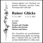 Traueranzeige Rainer Glücks