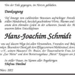 Danksagung Hans-Joachim Schmidt