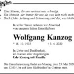 Traueranzeige Wolfgang Kanzog