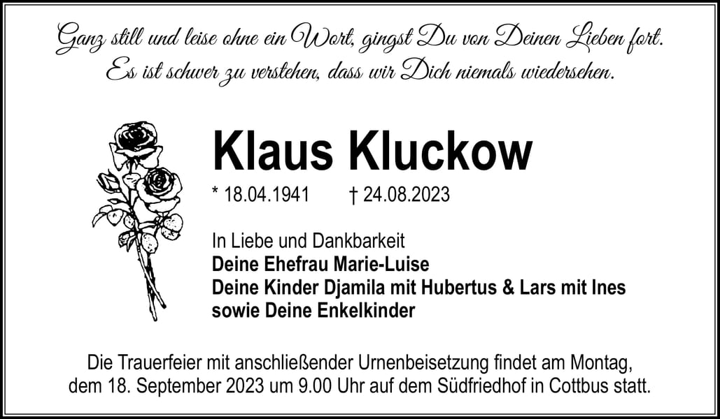 Traueranzeige Klaus Kluckow