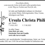 Traueranzeige Ursula Christa Philipp, geb. Noack